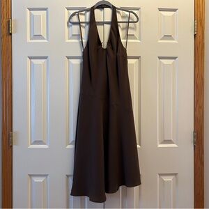 Vintage Y2K Evan Picone Brown Halter Midi Dress